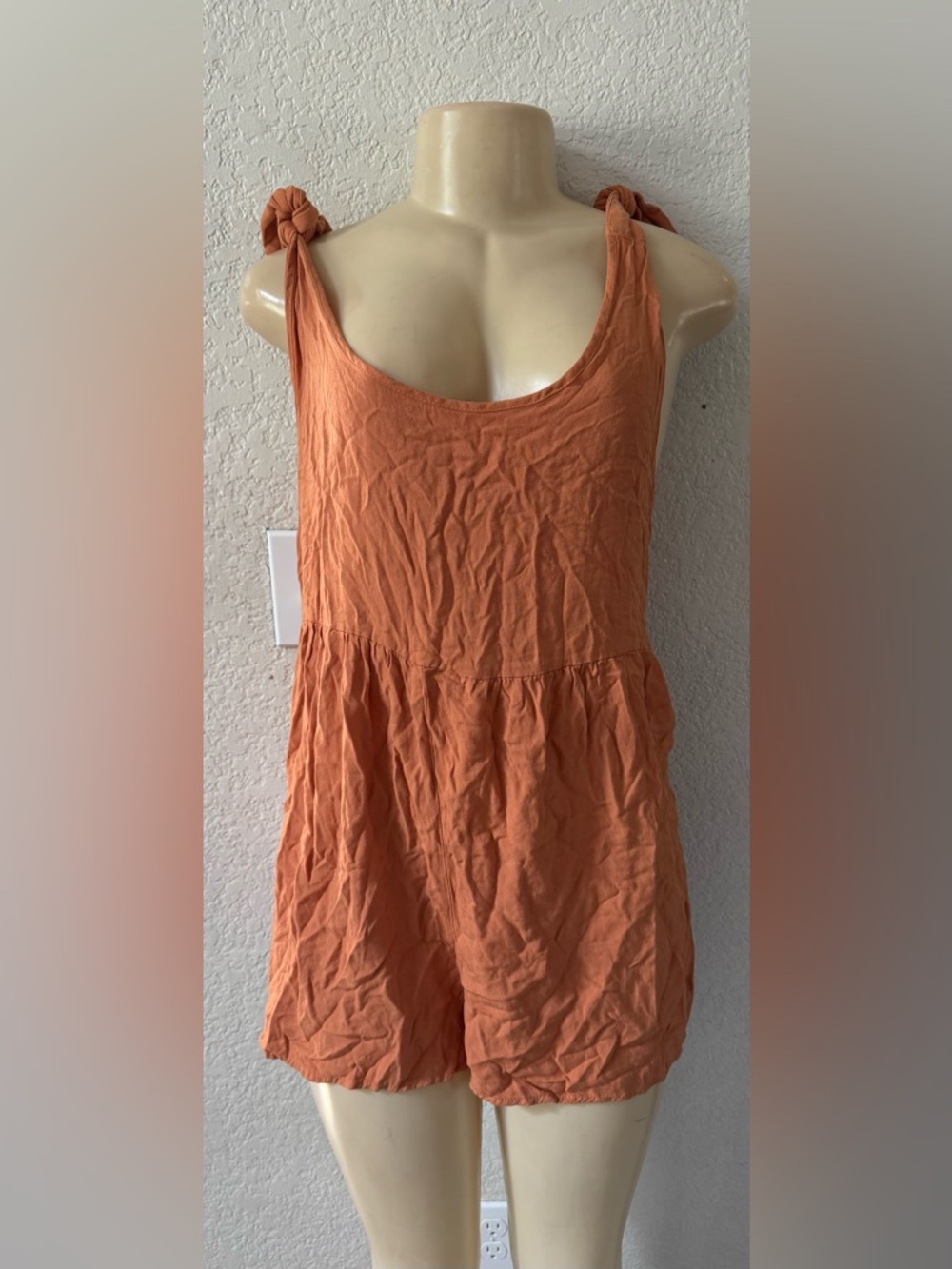 Rue21 Orange Tie-Shoulder Sleeveless Romper casual boho y2k summer